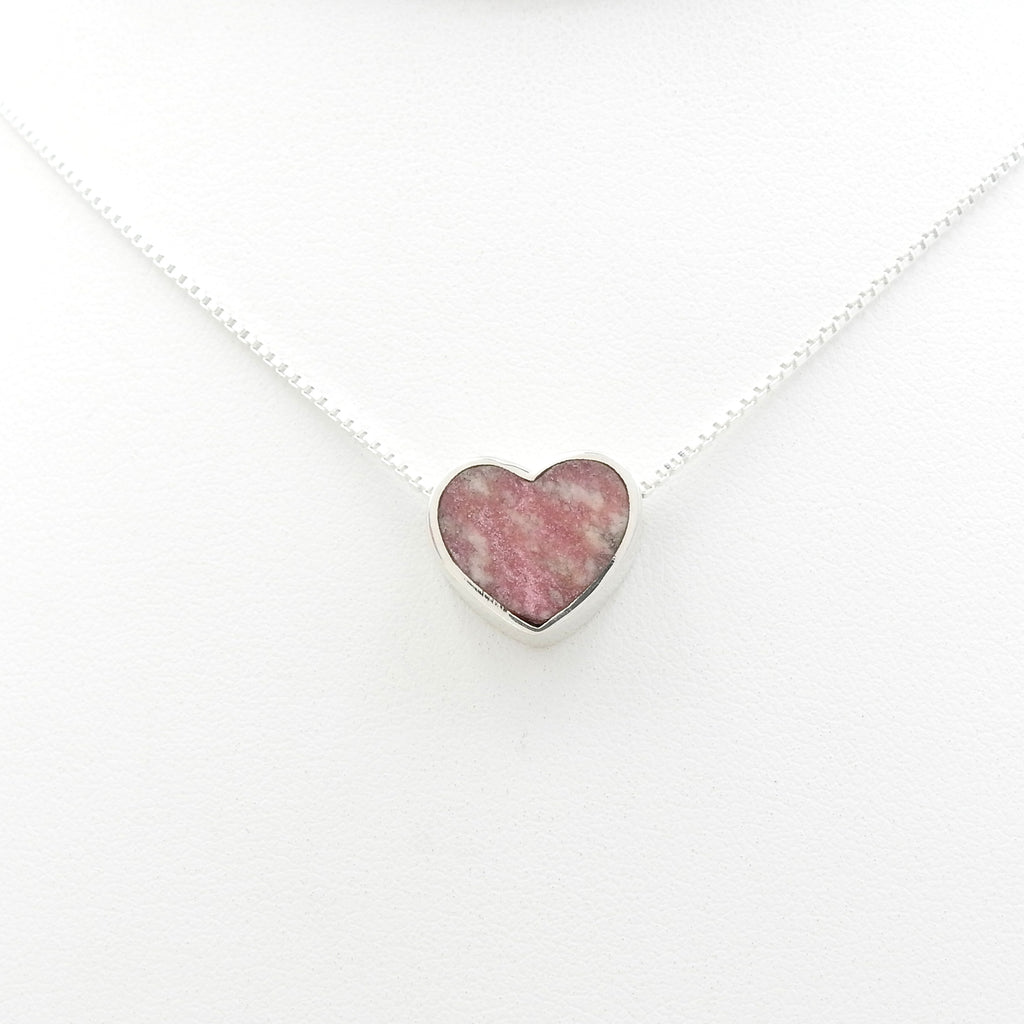 Sterling Silver Thulite Heart Necklace