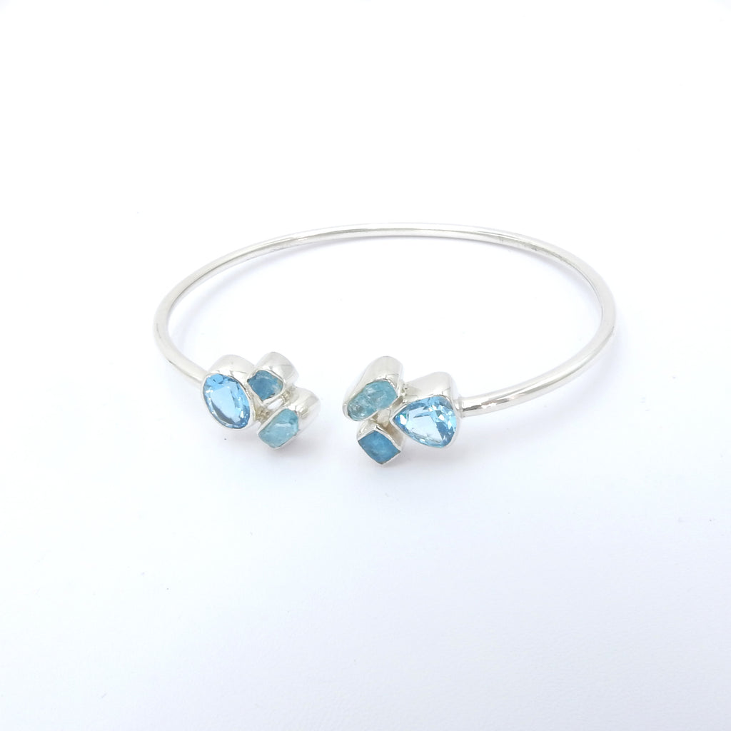 Sterling Silver Blue Topaz & Apatite Cuff Bracelet
