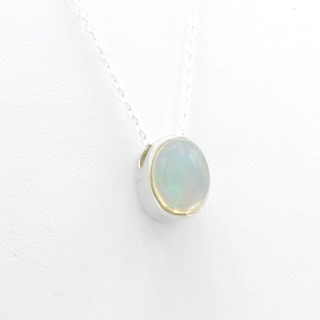 Sterling Silver Small Ethiopian Opal Necklace