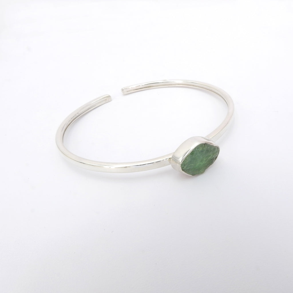 Sterling Silver Rough Emerald Cuff Bracelet