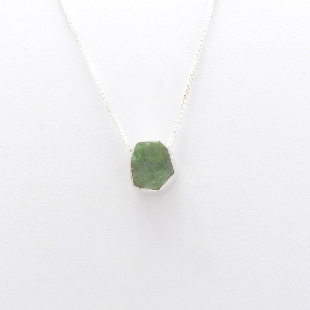 Sterling Silver Small Rough Emerald Pendant