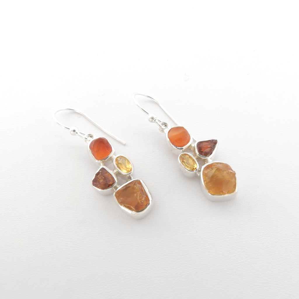 Sterling Silver Carnelian & Citrine Earrings
