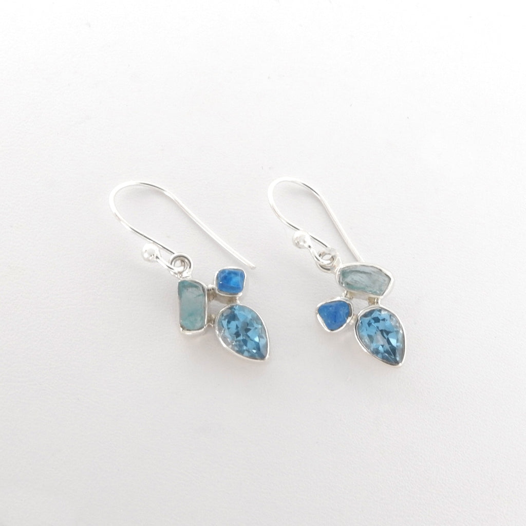 Sterling Silver Blue Topaz & Apatite Earrings