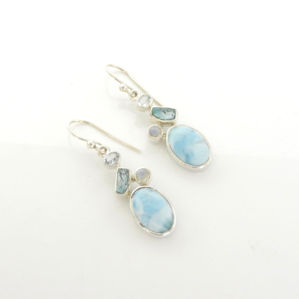 Sterling Silver Larimar & Blue Topaz Earrings