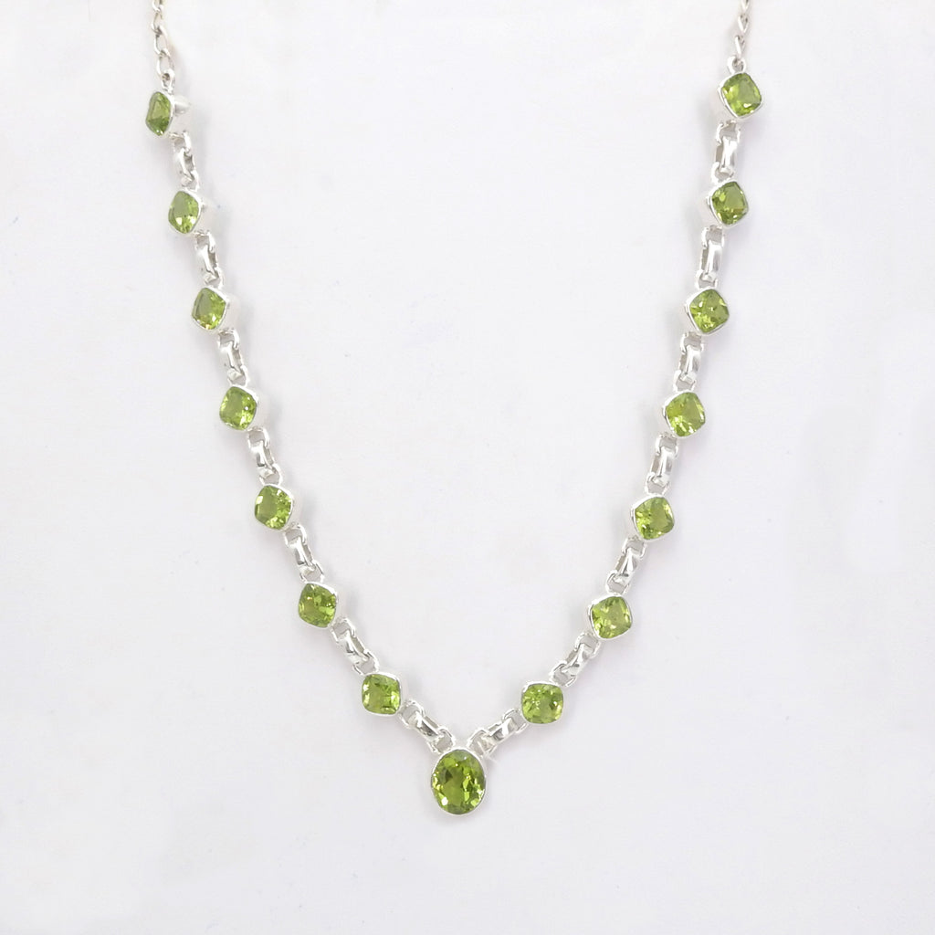 Sterling Silver Peridot Statement Necklace