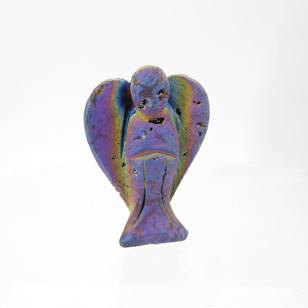Angel Carved From Titanium Druzy