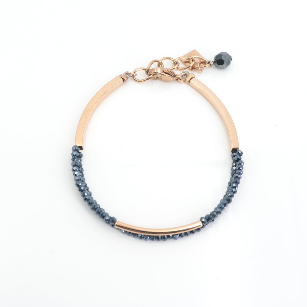 Crystal & Rose Gold Dark Blue Bracelet
