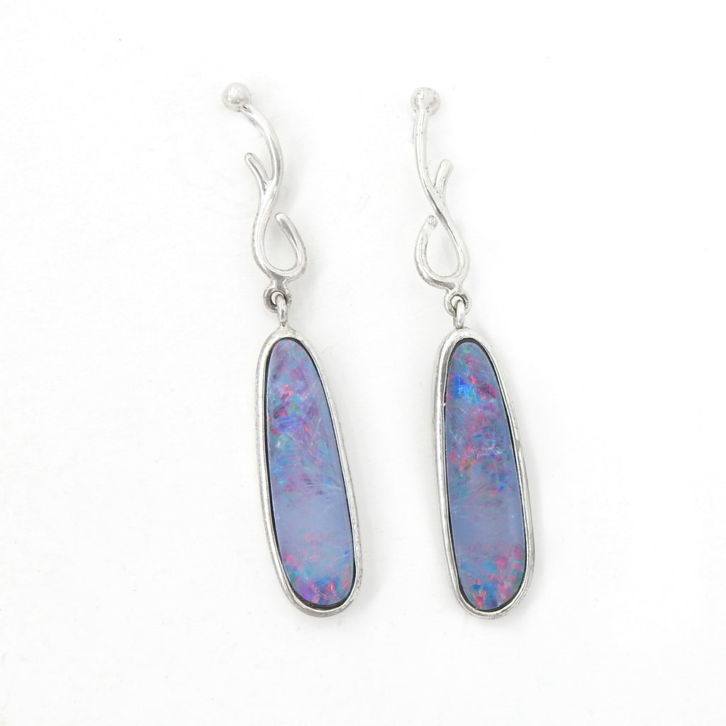 Sterling Silver Natural Boulder Opal Earrings