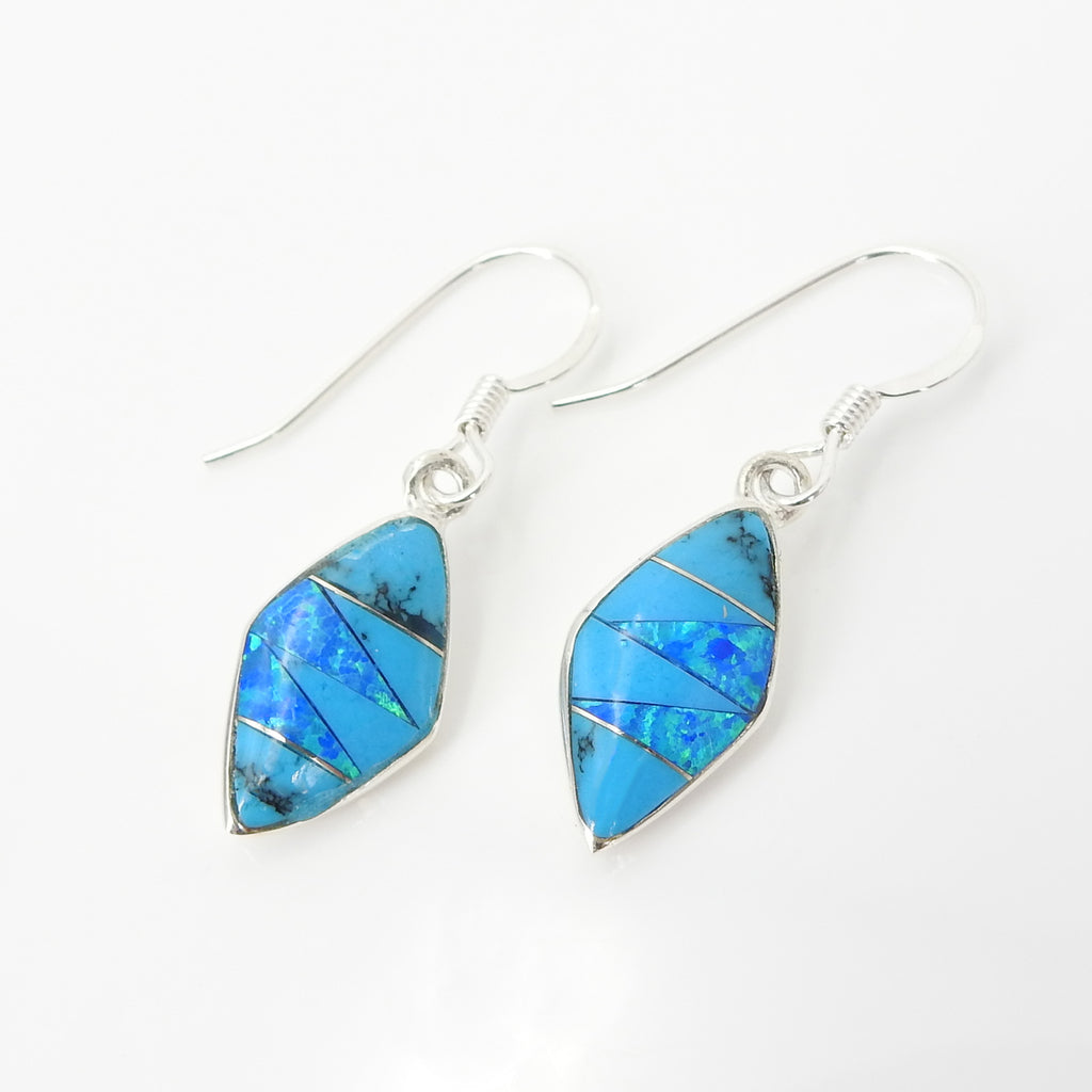 S/S Turquoise Lab Opal Inlay Earring