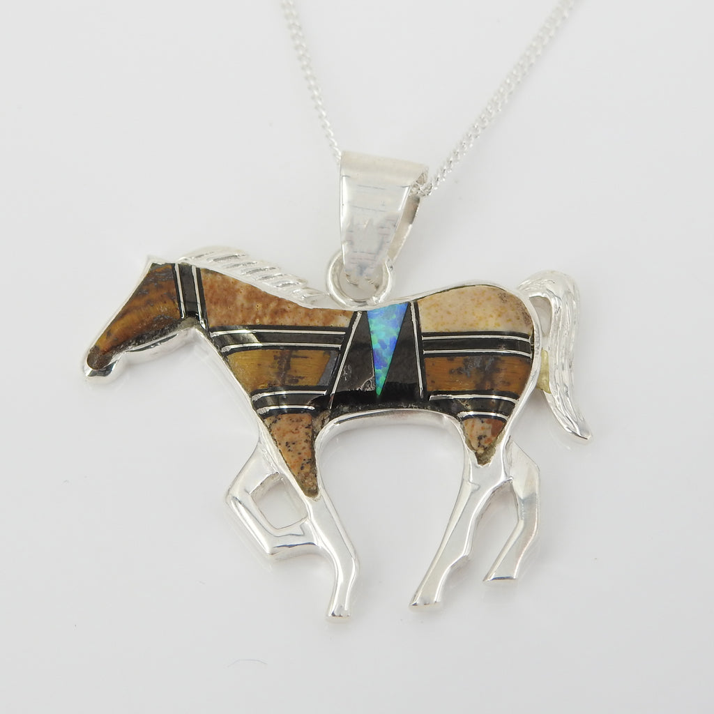 Sterling Silver Horse Inlay Pendant