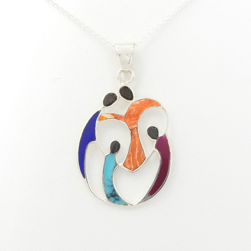 Sterling Silver Family Inlay Pendant