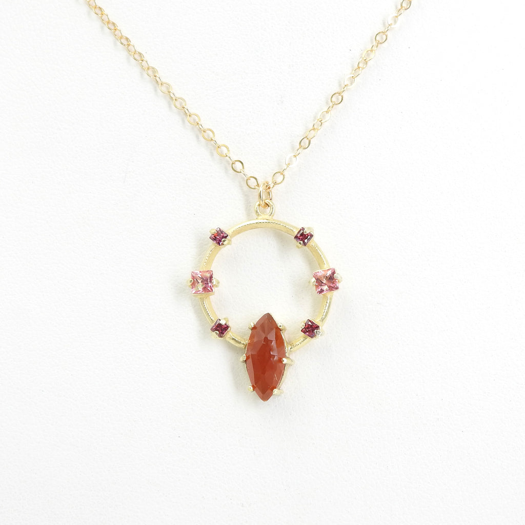 Gold Plated Sterling Silver Carnelian & Topaz Necklace