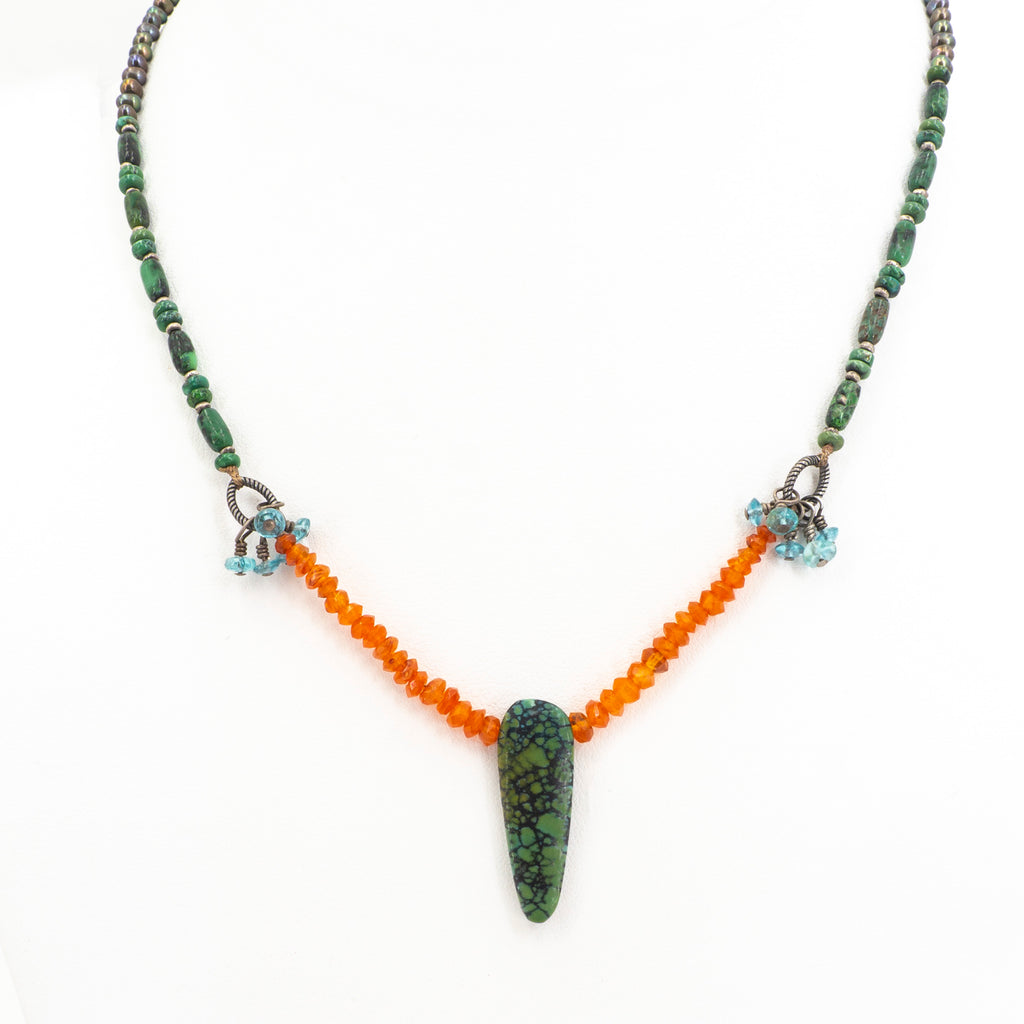 Turquoise Coral and Hematite Necklace