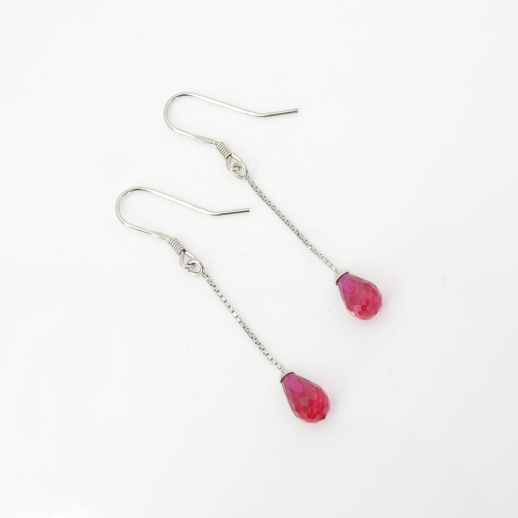 Sterling Silver Chain & Ruby Earrings
