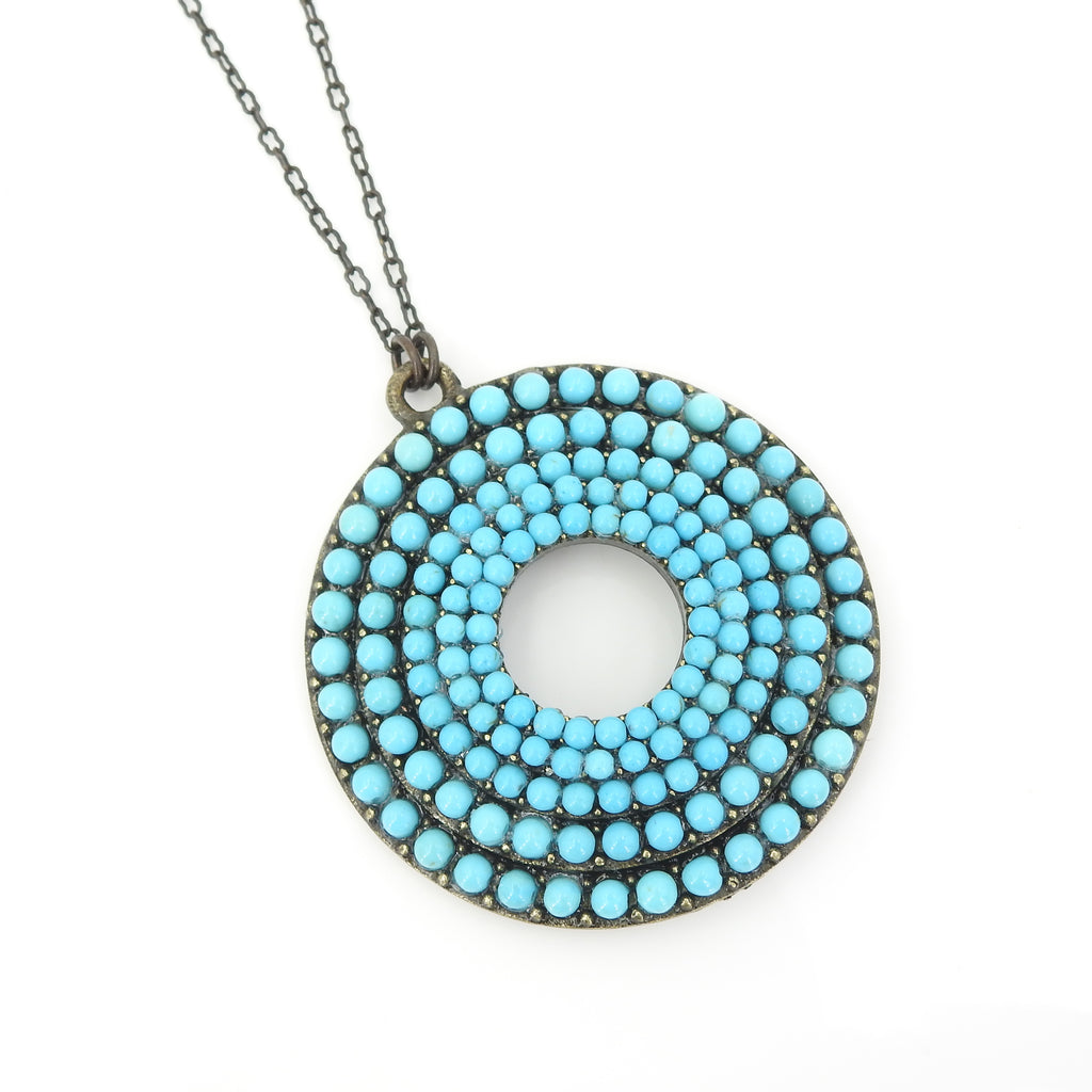 Turquoise Round Brass Necklace