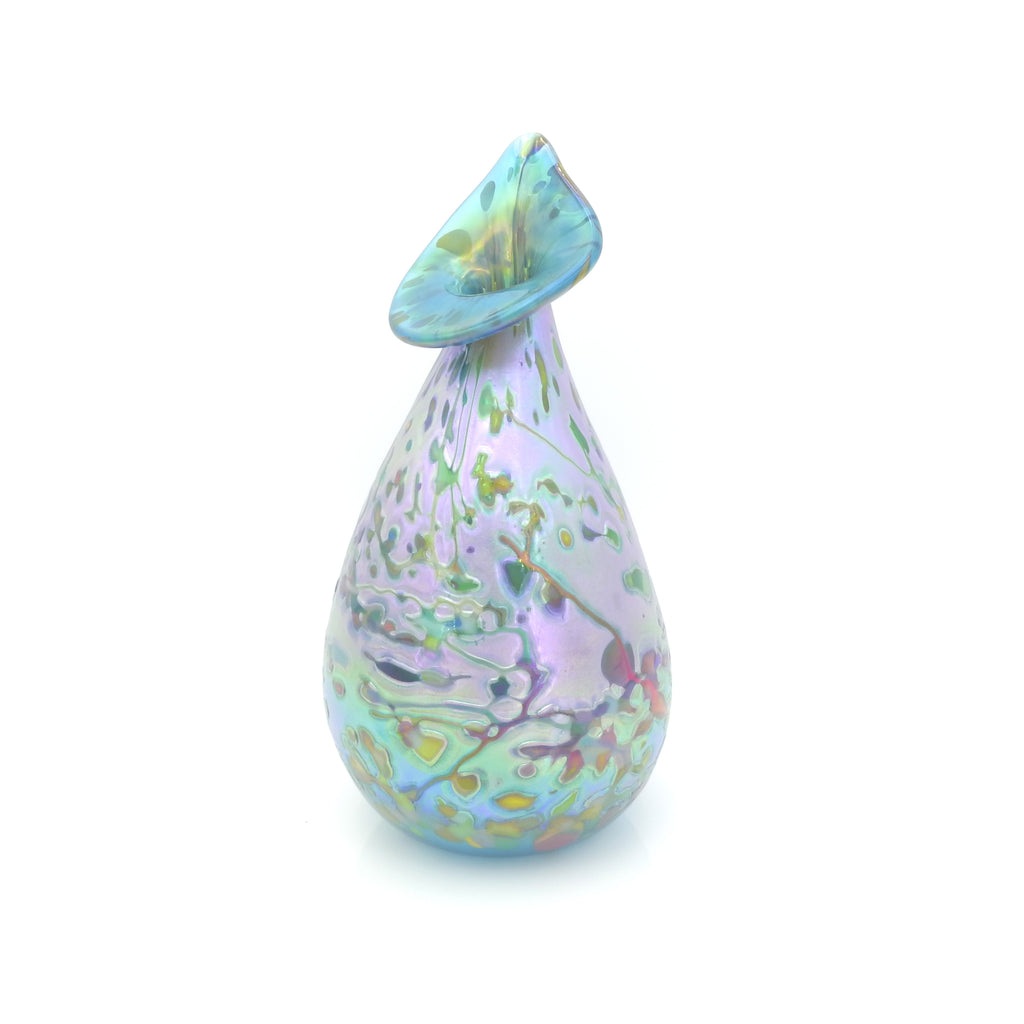 Jack in the Pulpit Style Teal & Purple Iridescent Vase