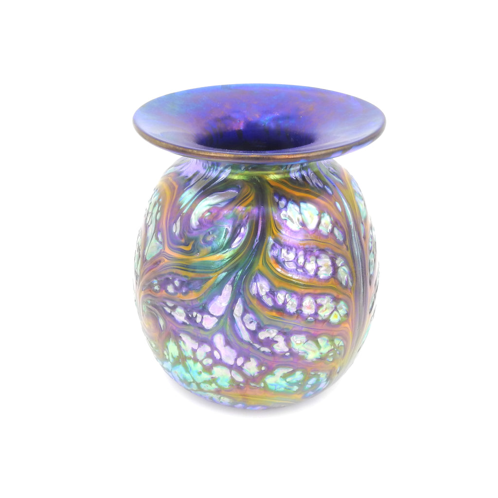 Cobalt Blue Iridescent Swirl Vase