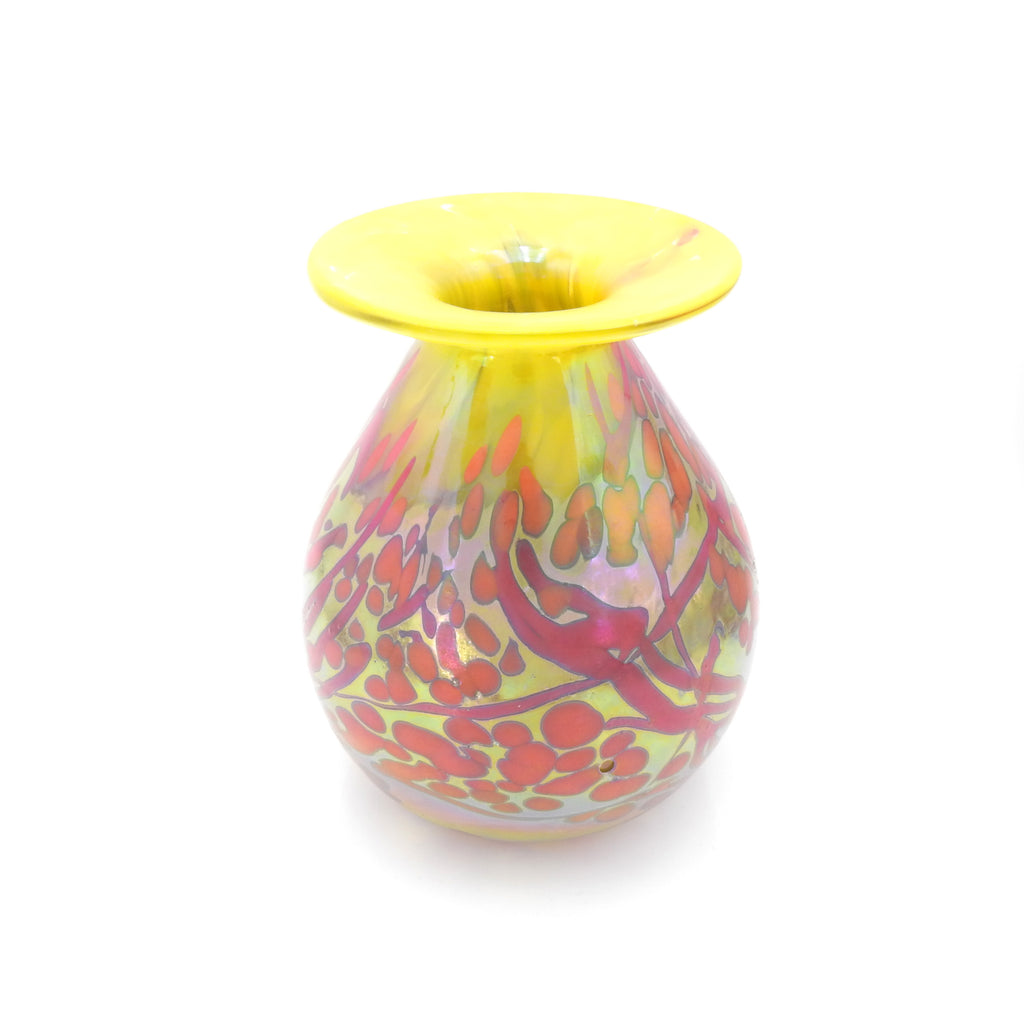 Iridescent Yellow, Orange & Red Small Vase