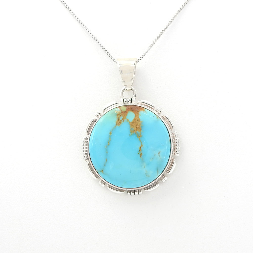 Sterling Silver Native American Round Turquoise Pendant