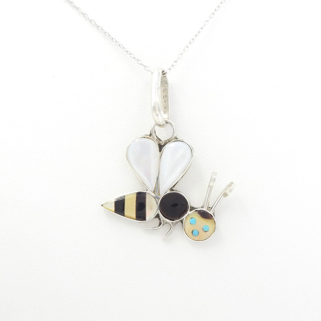 Sterling Silver Inlay Bee Pendant