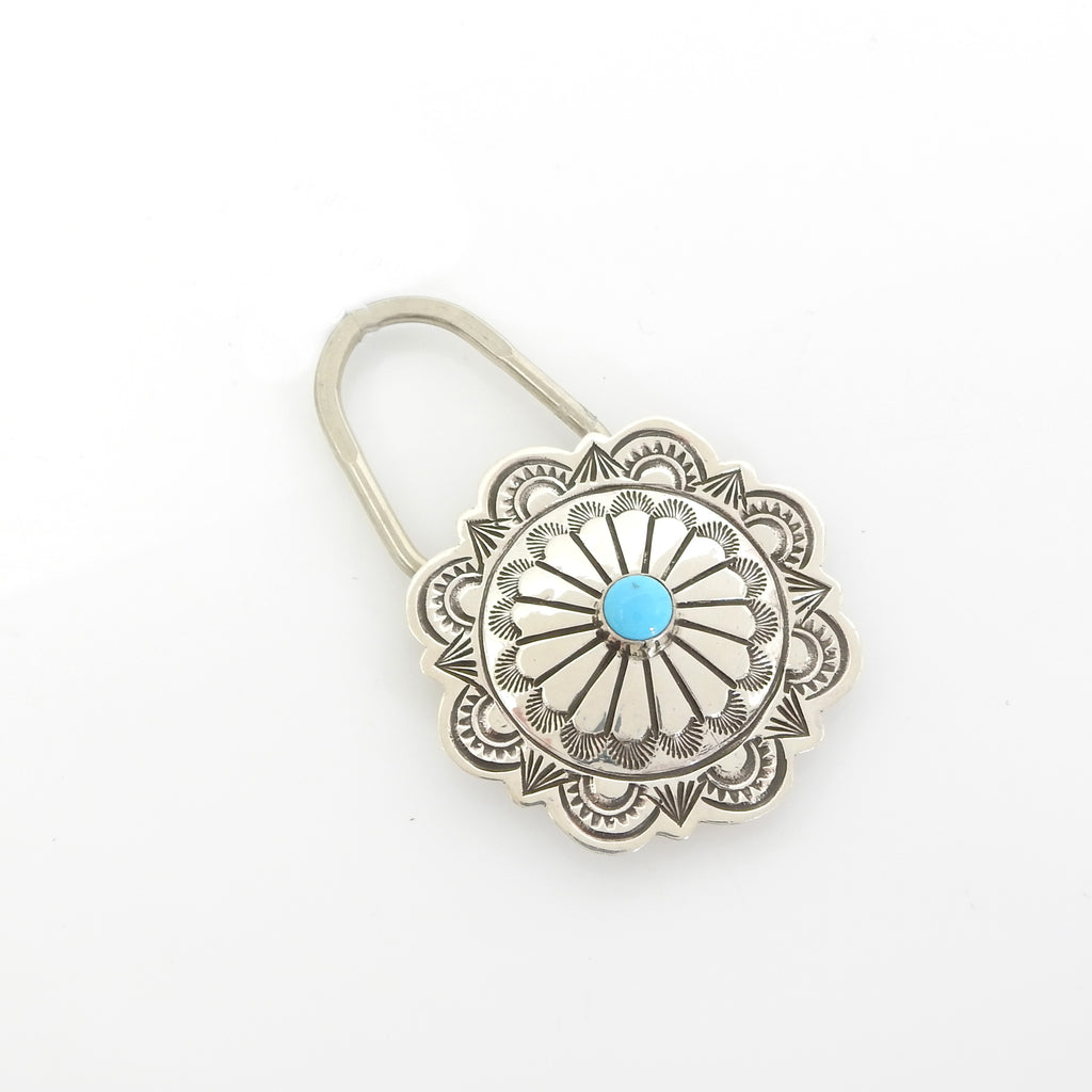Sterling Silver Concho Style Turquoise Keychain