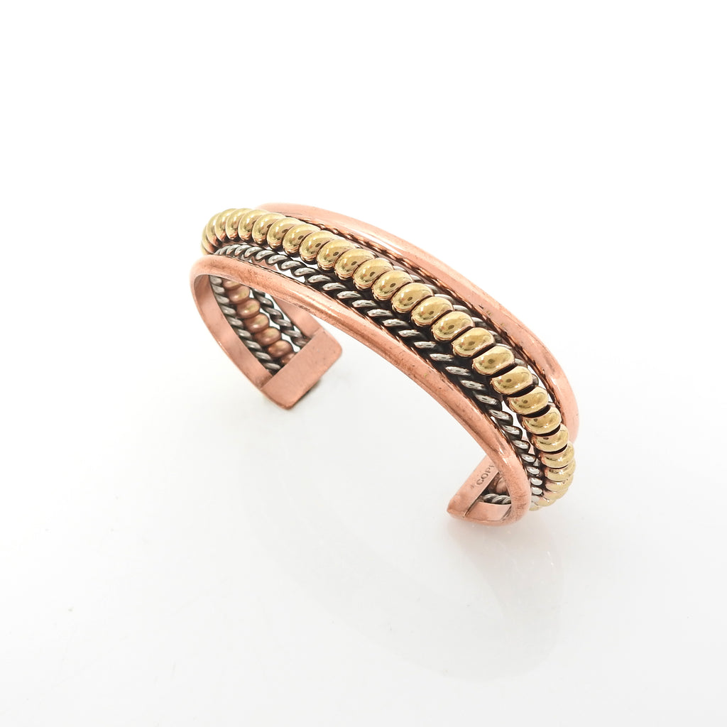 Sterling Silver & Copper Rope Detail Cuff Bracelet