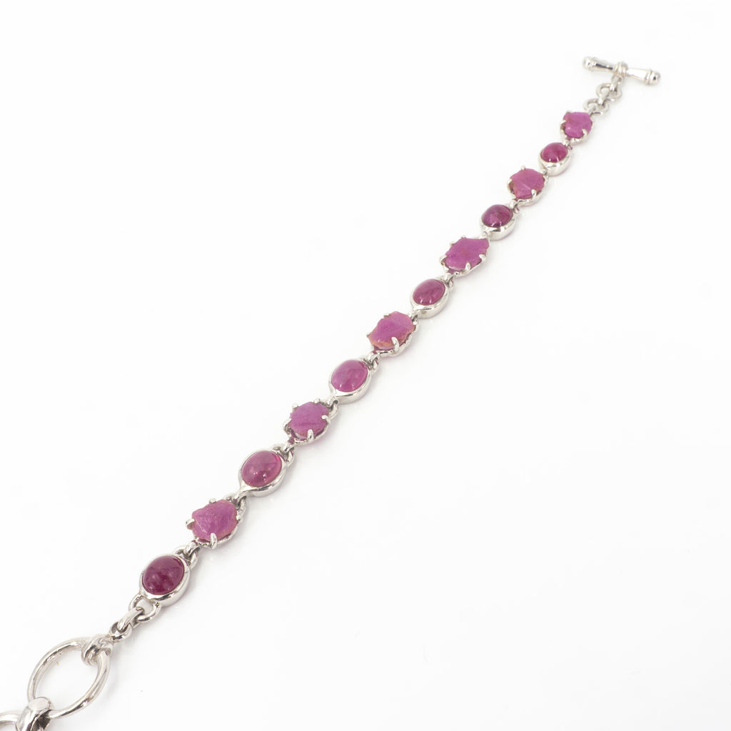 S/S Smooth and Rough Ruby Bracelet