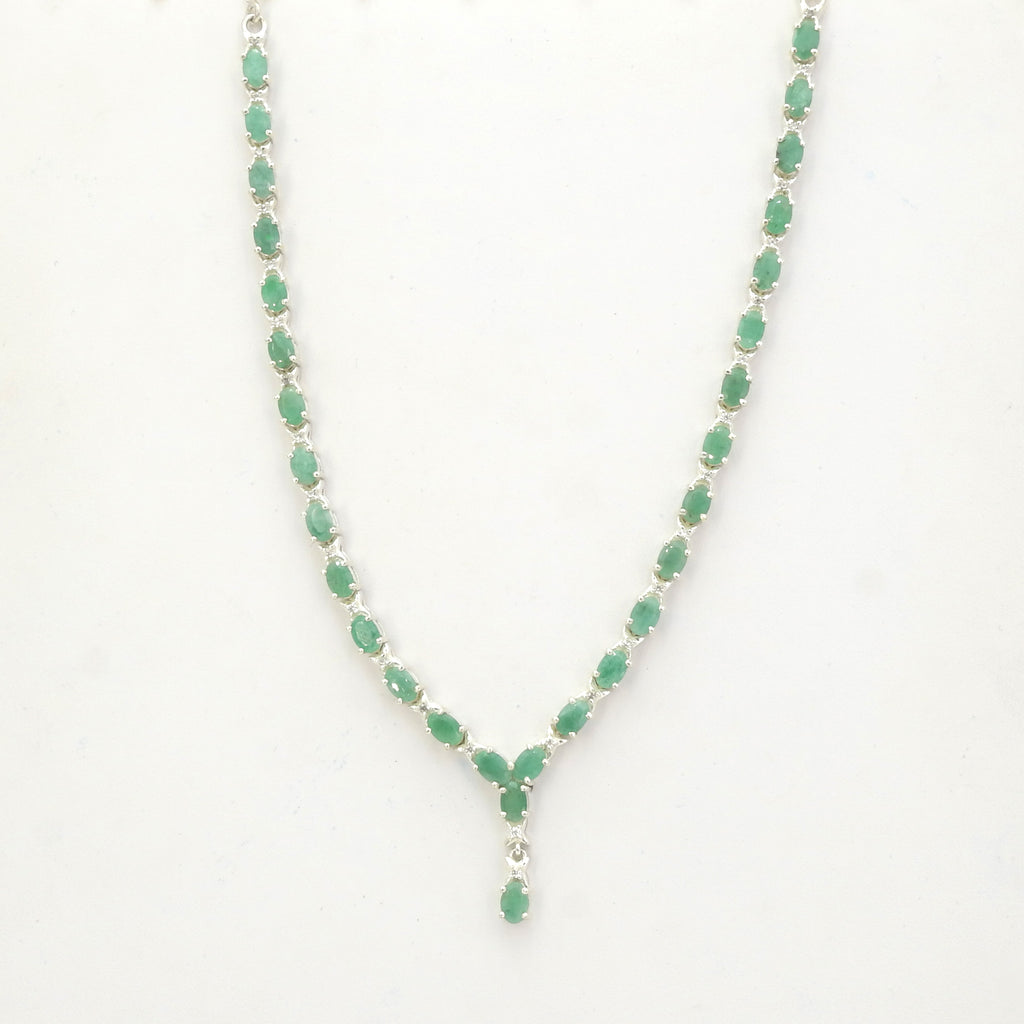 Sterling Silver Emerald Statement Necklace