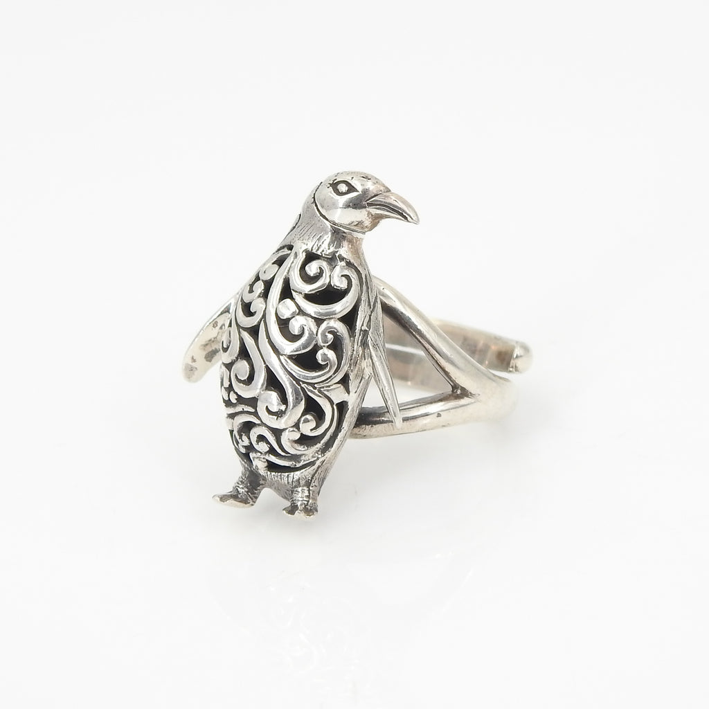 Sterling Silver Penguin Adjustable Ring