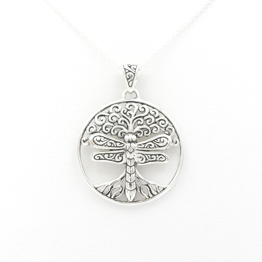 Sterling Silver Tree of Life w/ Dragonfly Pendant