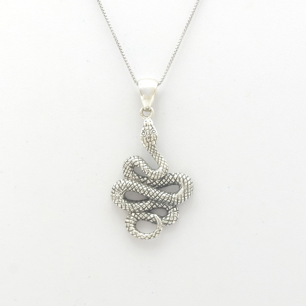 Sterling Silver Coiled Snake Pendant