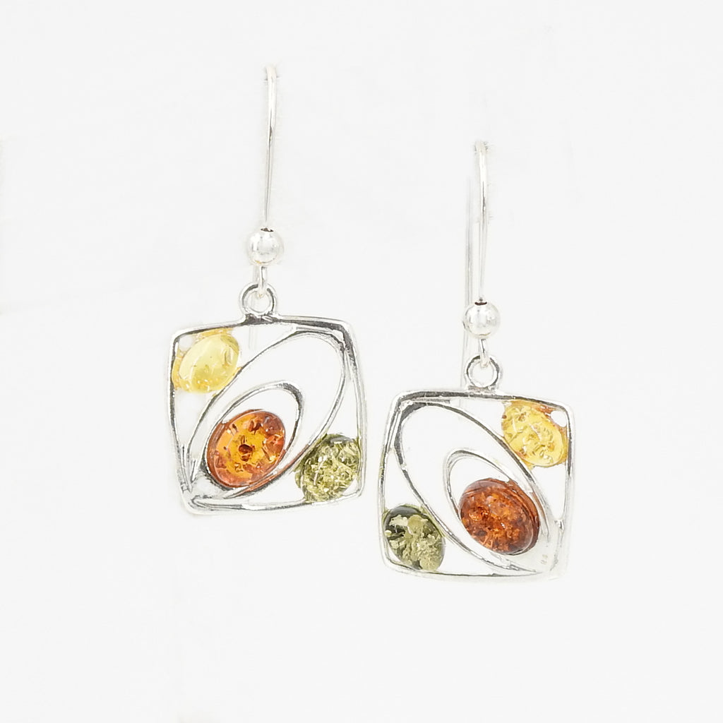 S/S Mixed Amber Square Earring