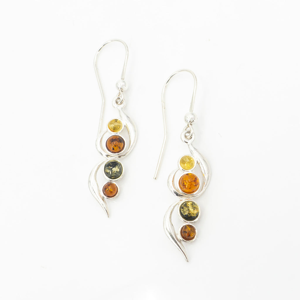 S/S Mixed Amber 4 Stone Earring
