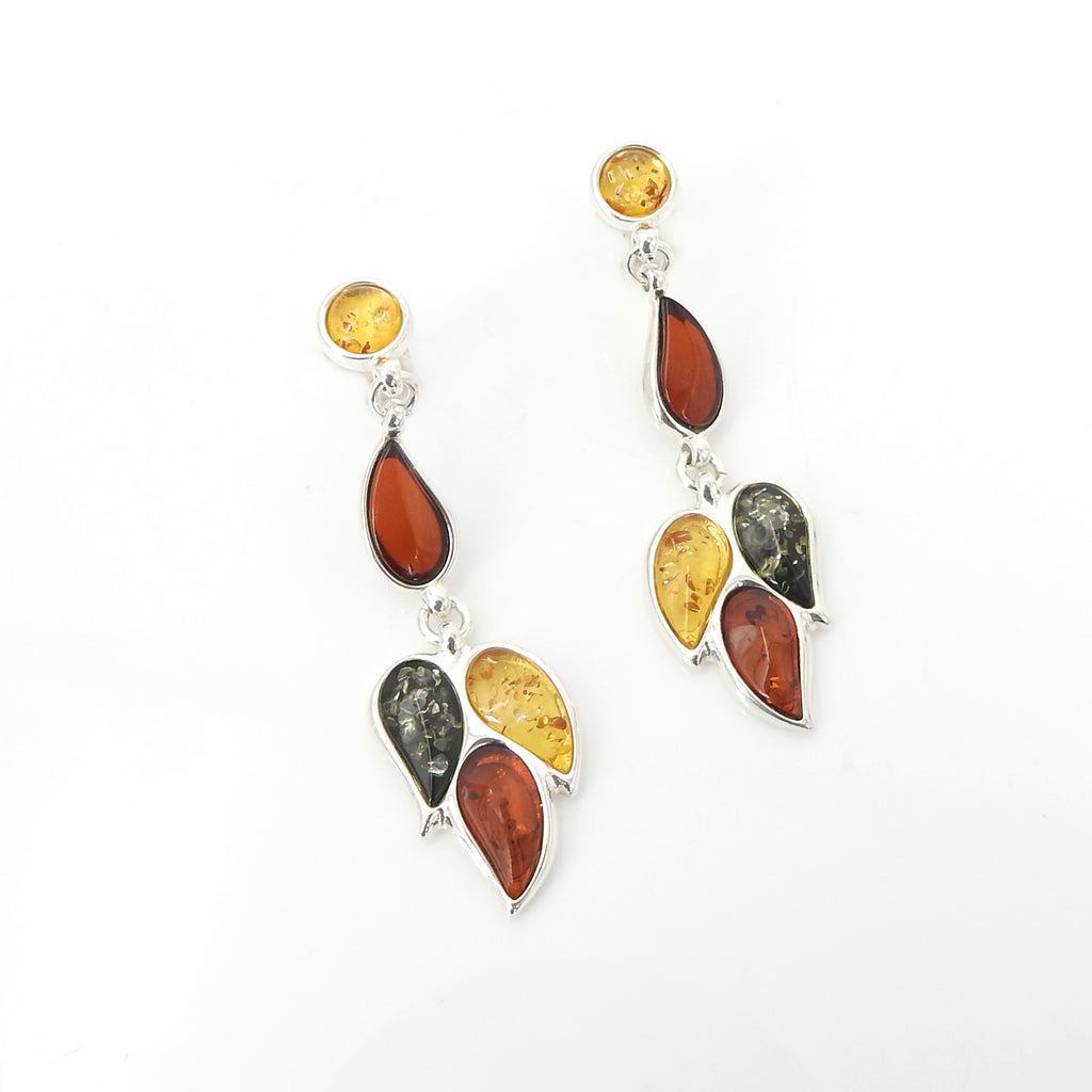 Sterling Silver Mixed Amber Earrings
