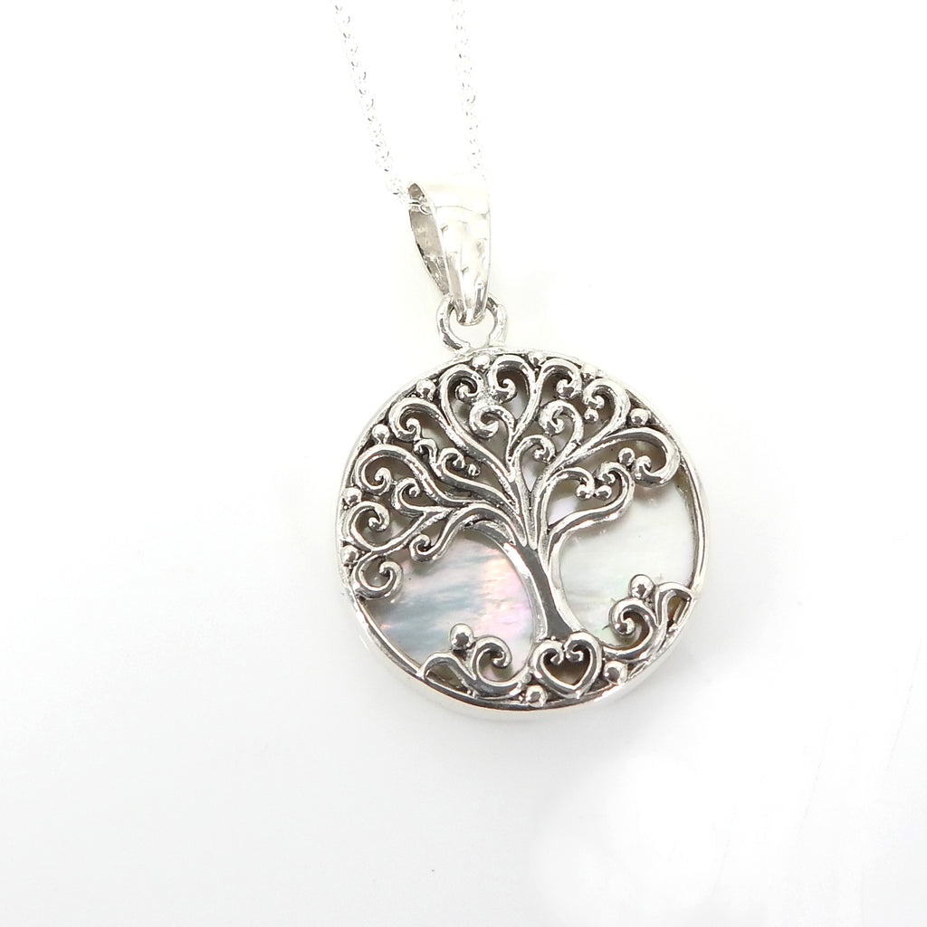 Sterling Silver Small Tree of Life Pendant w/ Mother of Pearl