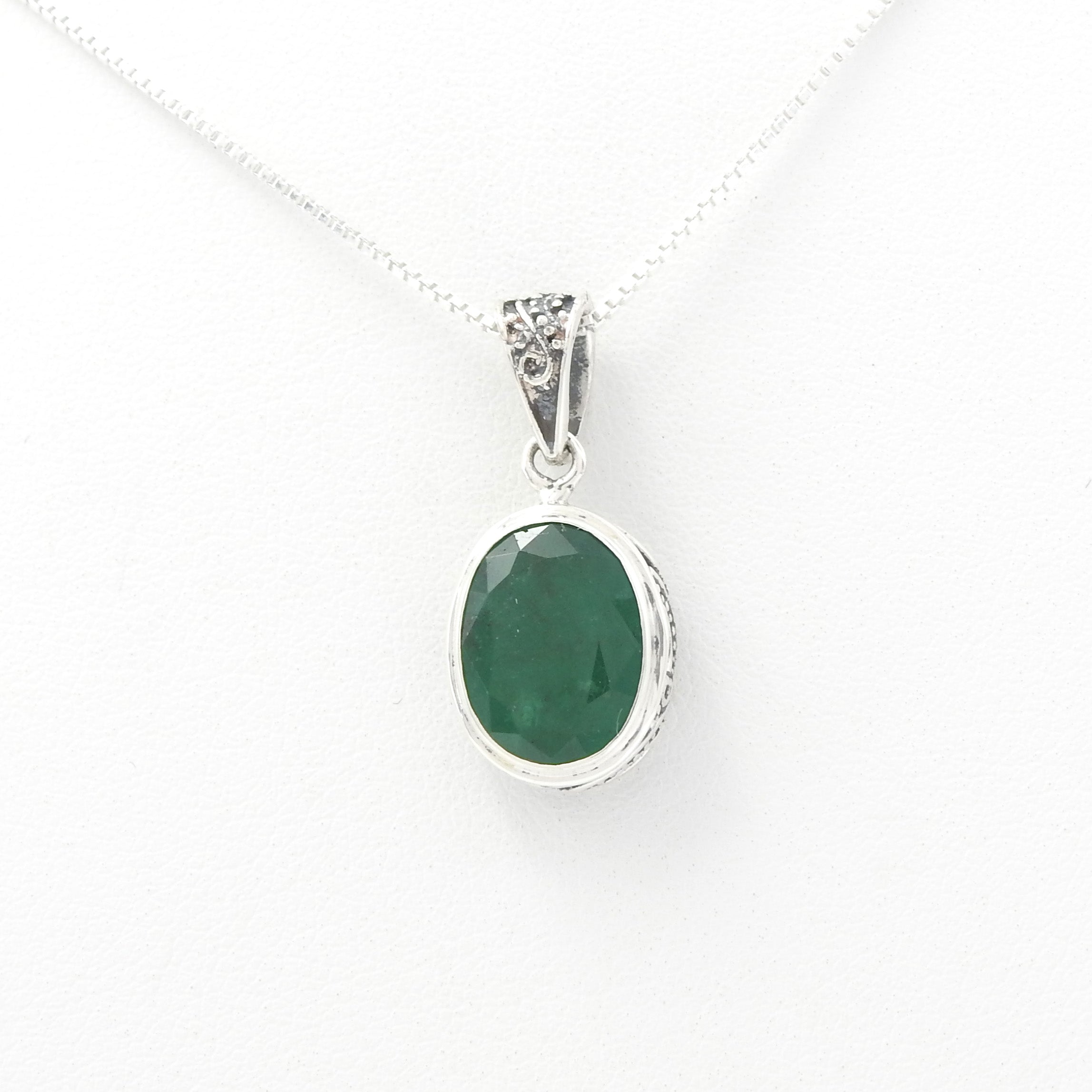 Sterling Silver Oval Emerald Pendant – Iriniri Designs