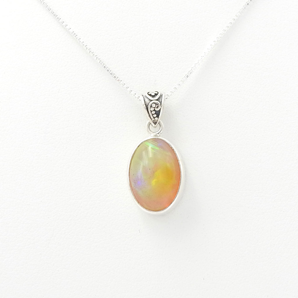 Sterling Silver Oval Ethiopian Opal Pendant