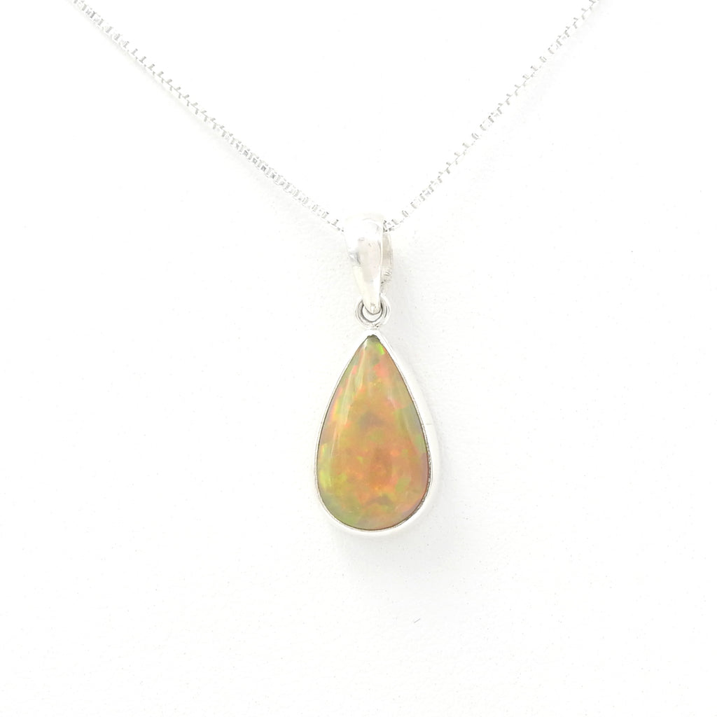 Sterling Silver Teardrop Shaped Ethiopian Opal Pendant