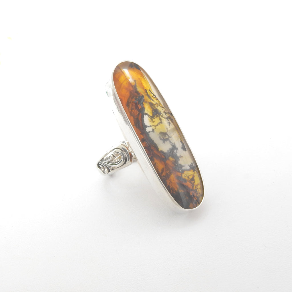 Sterling Silver Dendritic Agate Ring Size 9