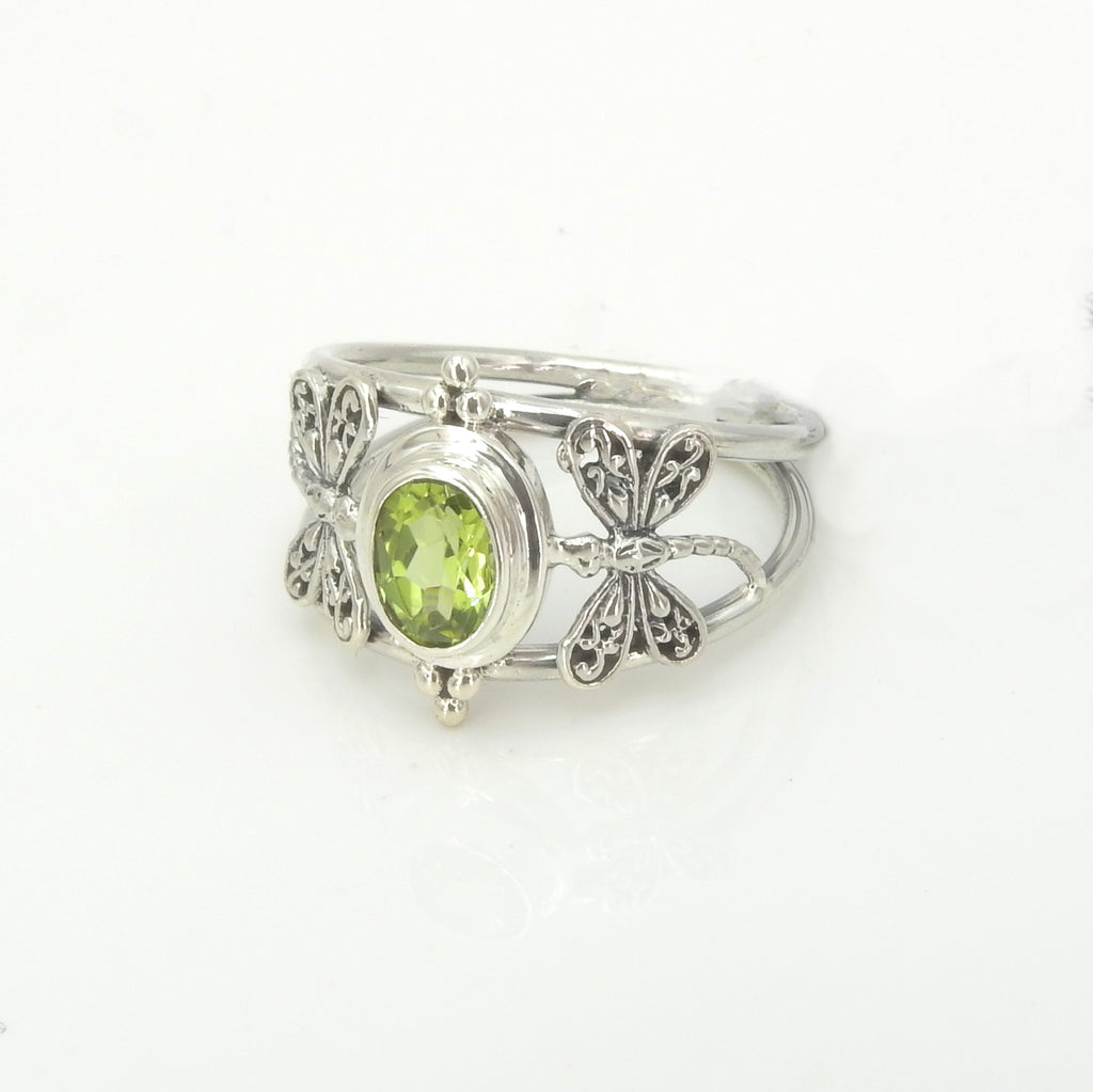 Sterling Silver Peridot Dragonfly Ring