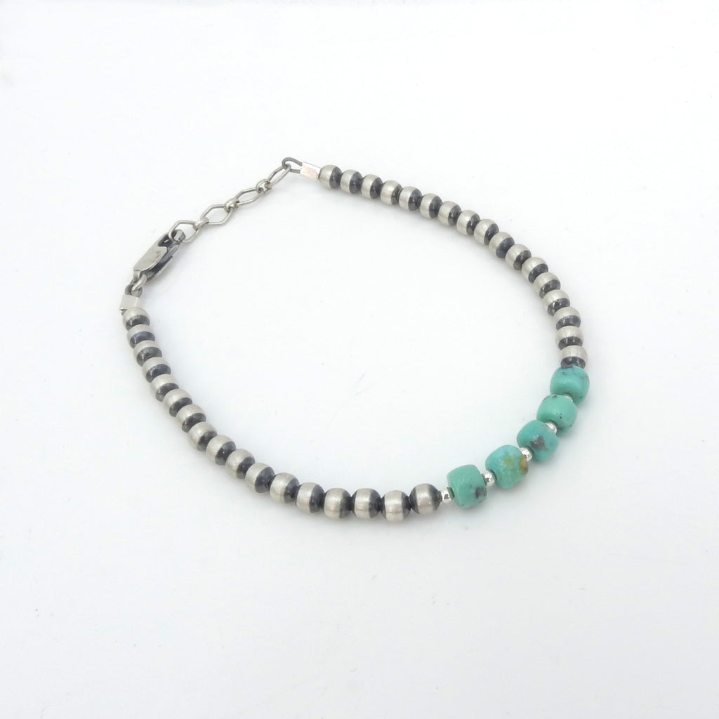 Sterling Silver Native American Desert Pearl & Turquoise Bracelet