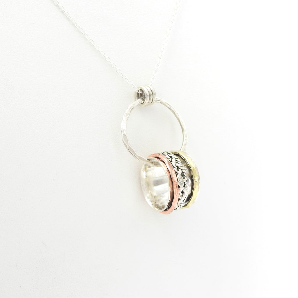 Sterling Silver Spinner Ring Necklace
