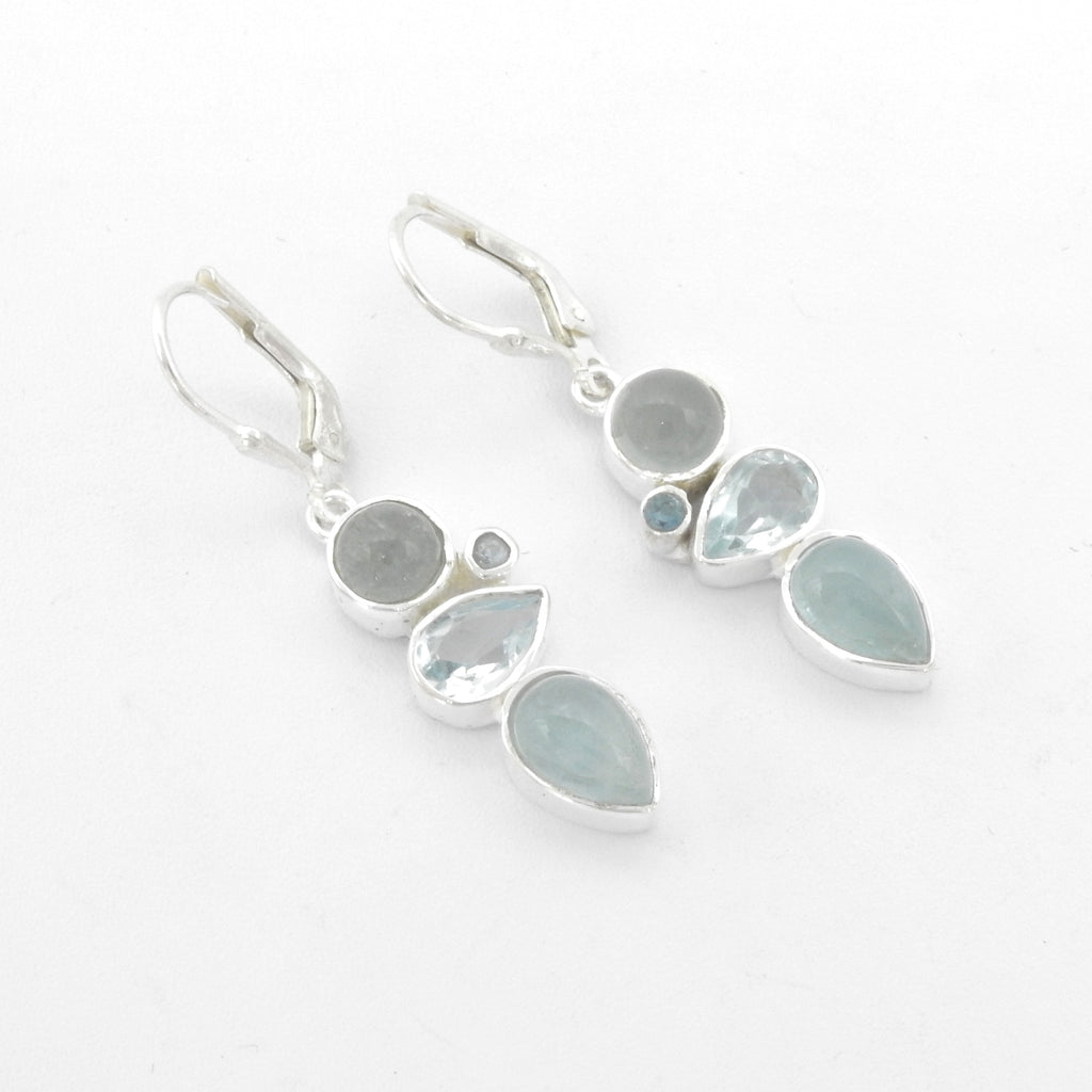 Sterling Silver Aquamarine & Blue Topaz Earrings