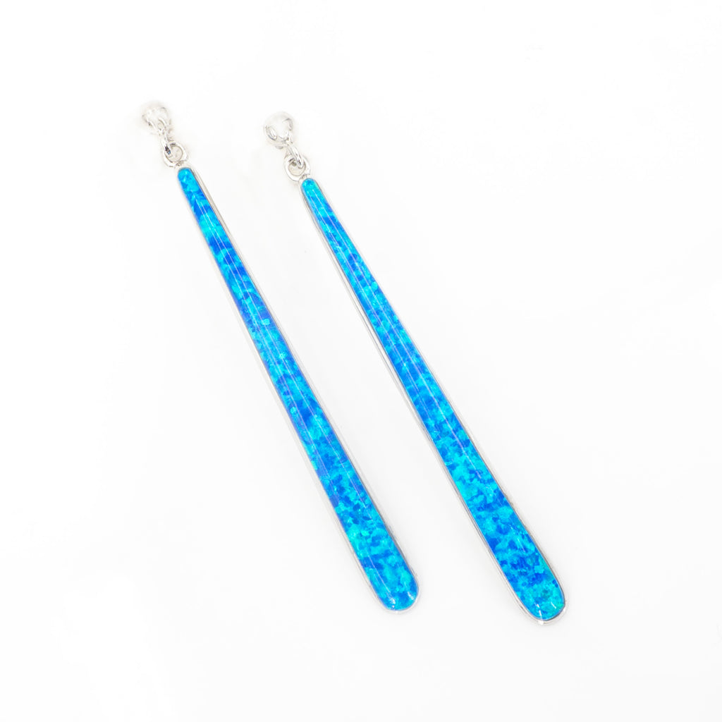 S/S Created Lab Opal Earrings