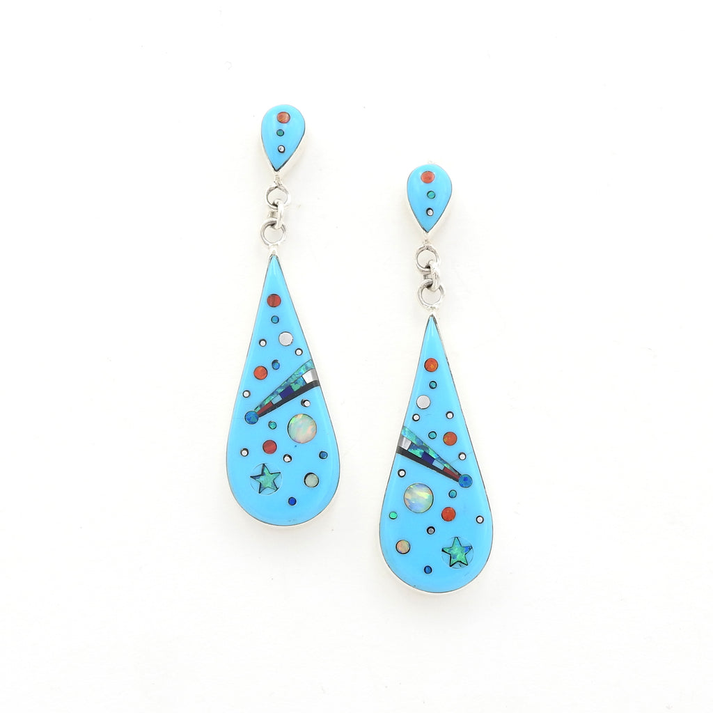 Sterling Silver Turquoise Galaxy Inlay Earrings