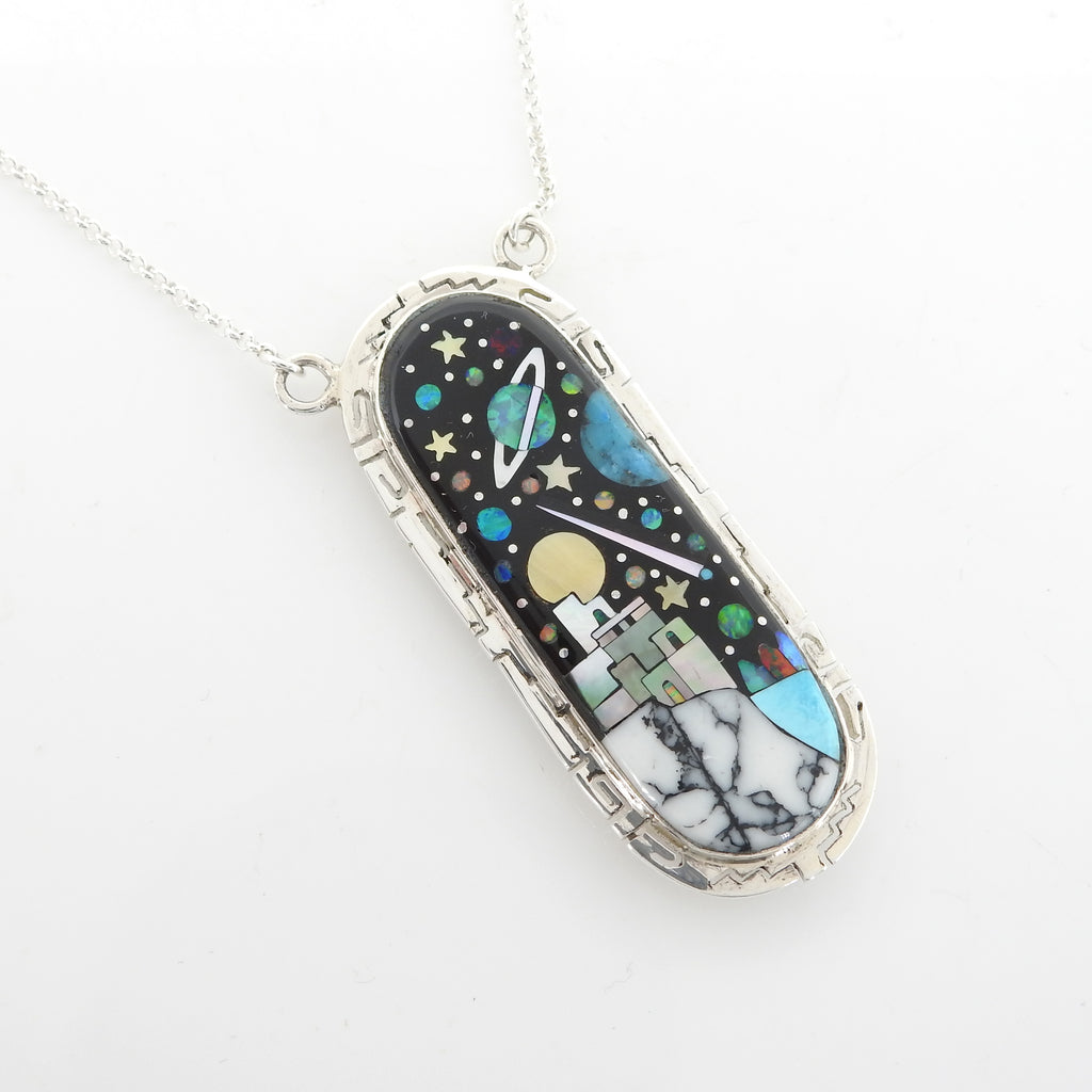 Sterling Silver Double Sided Inlay Necklace