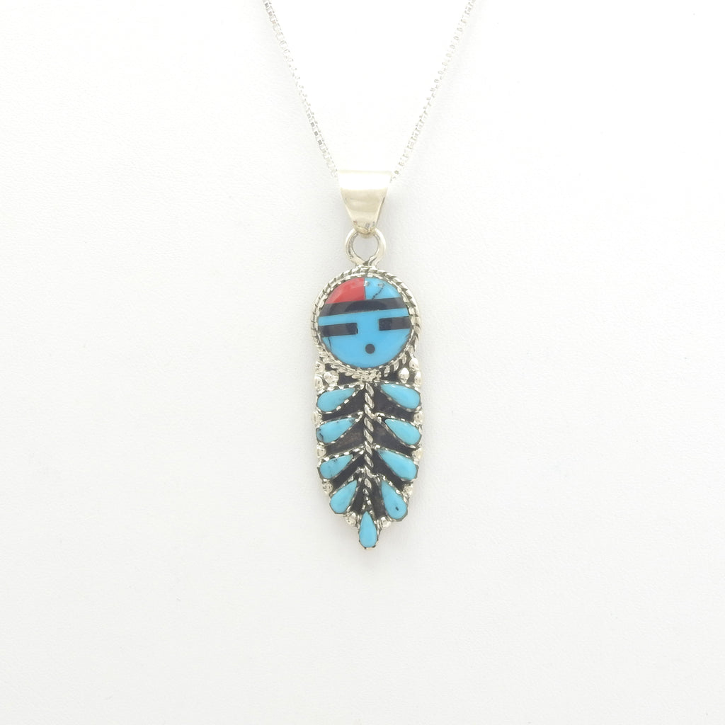 Sterling Silver Corn Maiden Turquoise Inlay Pendant