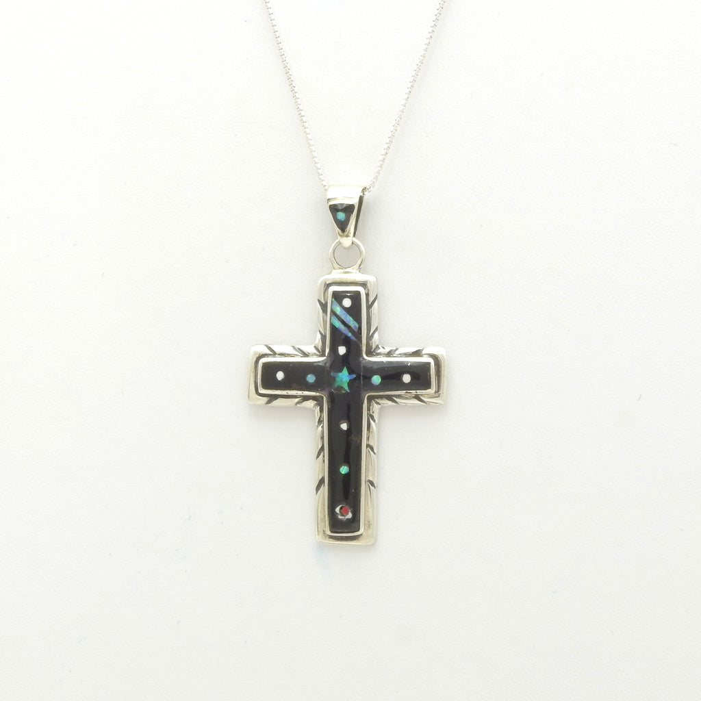 Sterling Silver Inlay Cross Pendant