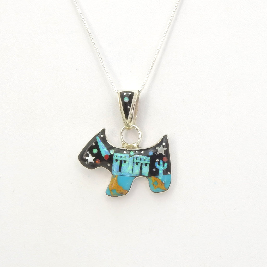 Sterling Silver Dog Inlay Pendant