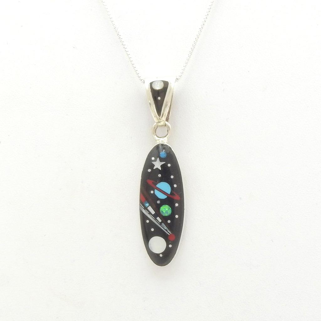 Sterling Silver Small Galaxy Inlay Pendant